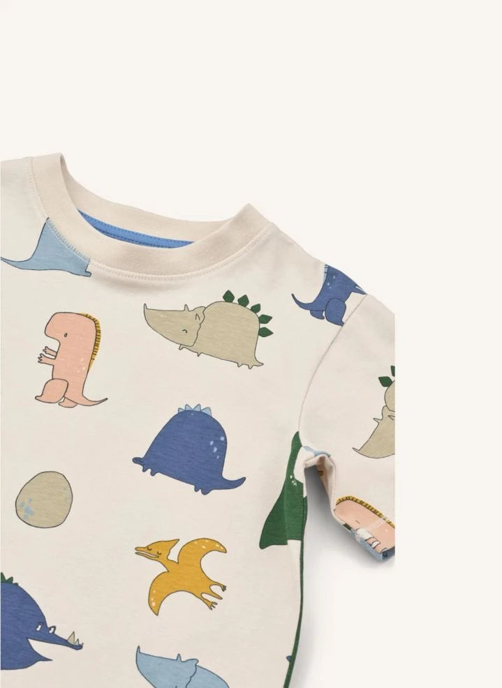 Liewood - Francis Dinosaurs Organisches Baumwoll-T-Shirt | Sandfarbe