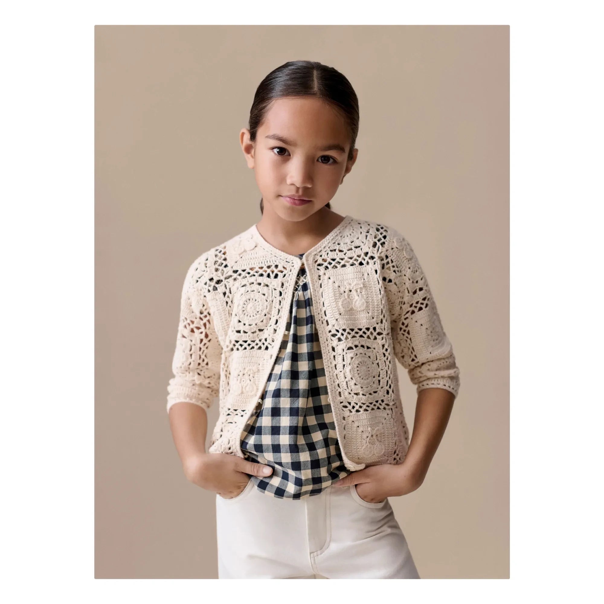 Bonpoint - Léa-Marie Häkelstrickjacke | Ecru