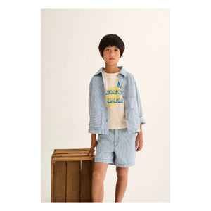 Cozmo - Denim Ridge Gestreiftes Overshirt | Hellblau