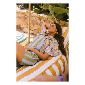 Favorite People - Ravioli Gestreifte Kurze Latzhosen - Damen Kollektion | Olive