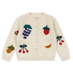Konges Sløjd - Wollstrickjacke mit Obststickerei | Ecru