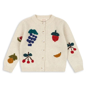 Konges Sløjd - Wollstrickjacke mit Obststickerei | Ecru