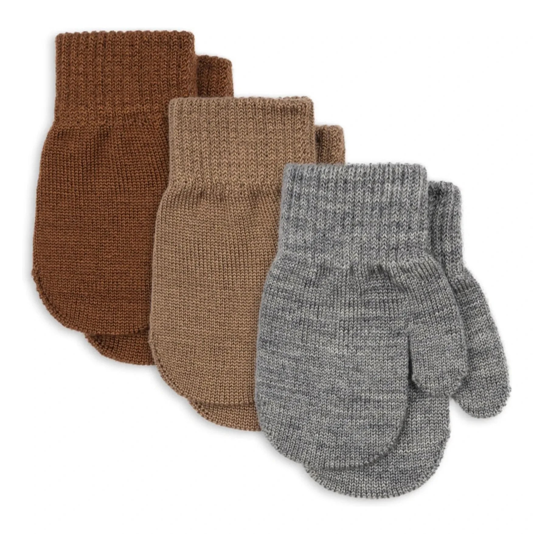 Konges Sløjd - 3 Paar Filla Wollhandschuhe | Braun