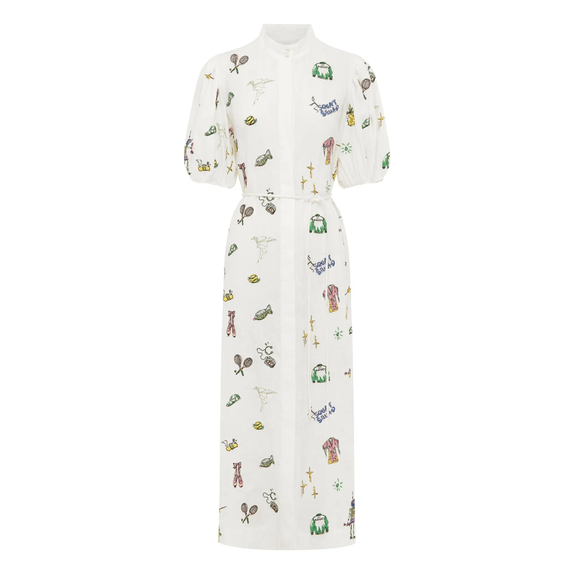Alémais - Besticktes Leinenkleid | Ecru