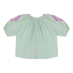 Jenest - Leinenbestickte Bluse Colette | Mandelgrün