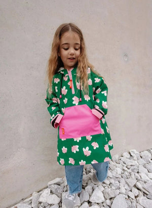 Hello Hossy - Blumenmuster Regenmantel Poncho | Grün