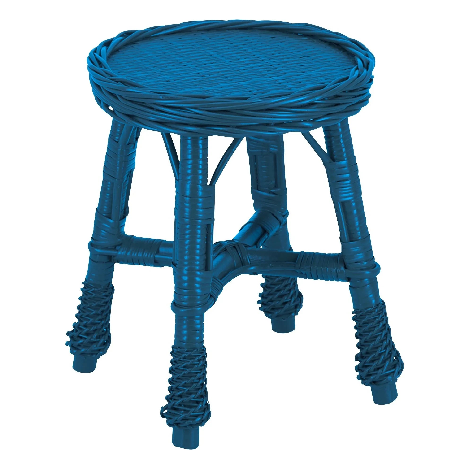 House of Capricorn - Furnas gewebter Bast-Hocker | Blau