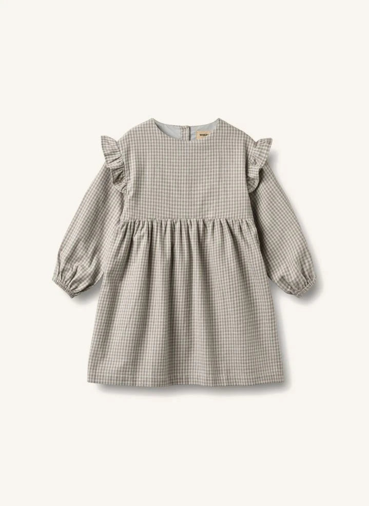 Wheat - Gro Kareli Bio-Baumwollkleid | Grau