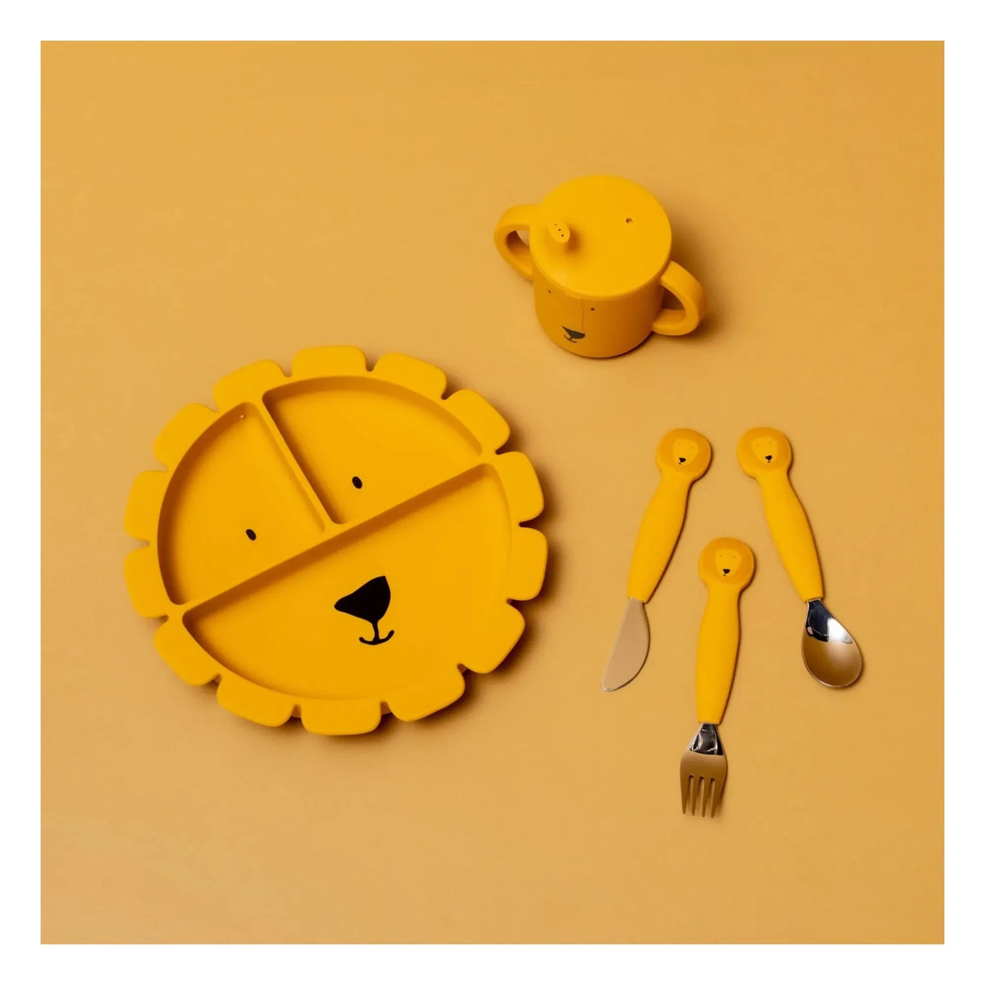 Trixie - Mr. Lion Silikon-Besteckset - 3-teilig | Gelb