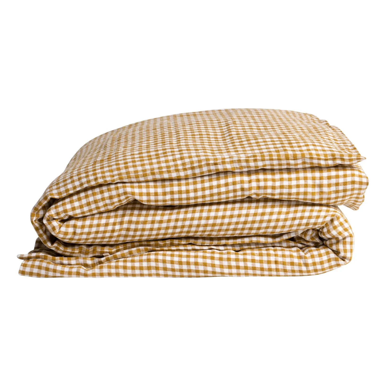 Gabrielle Paris - Gingham Gewaschener Leinen-Bettbezug | Currygelb