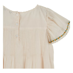 Emile et Ida - Kleid mit Blumenstickerei | Creme