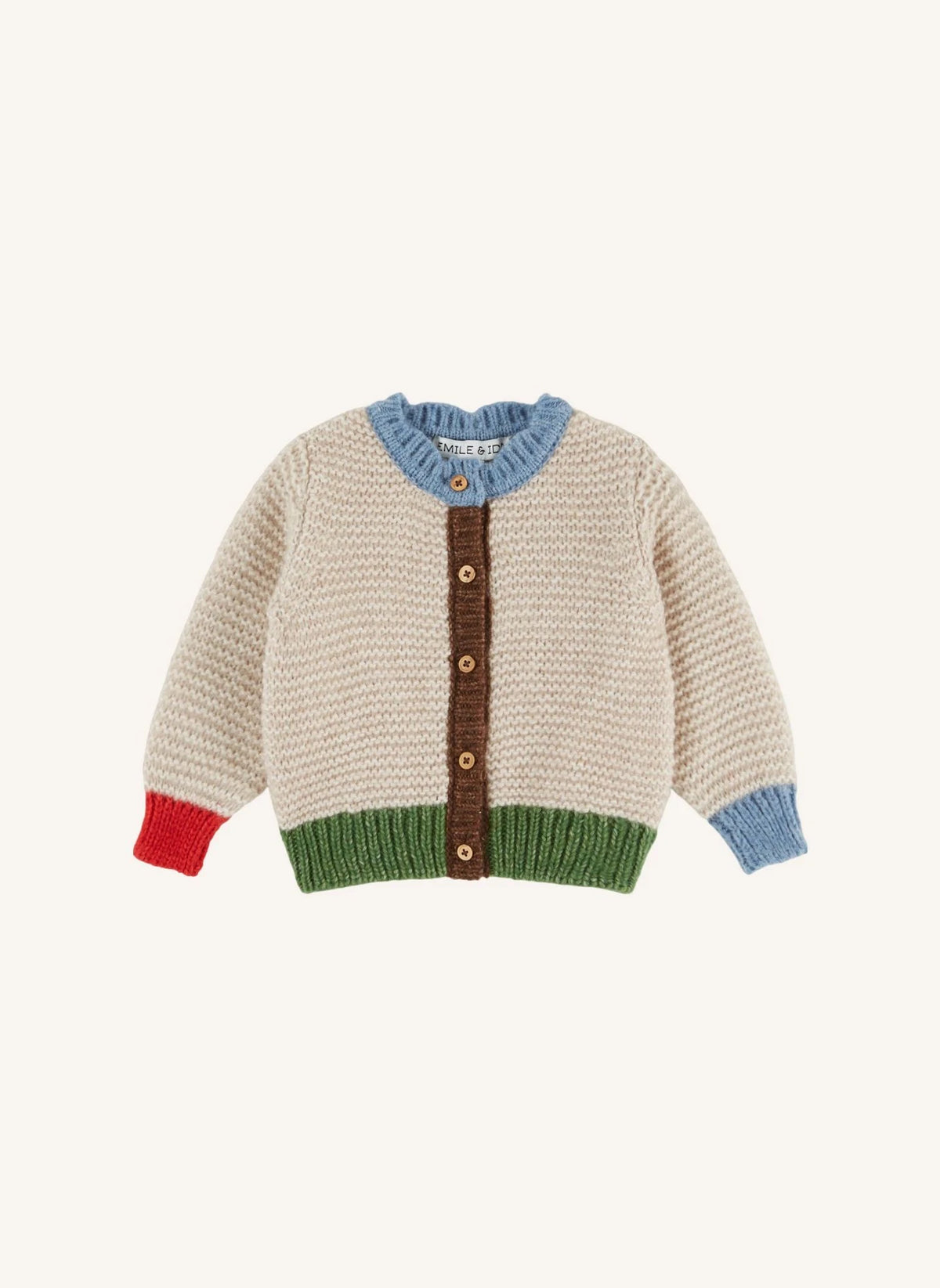 Emile et Ida - Point Mousse Merino-Strickjacke | Ecru