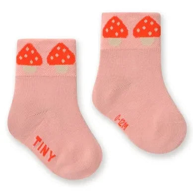 Tinycottons - Rosa Babysocken mit Pilzmotiven