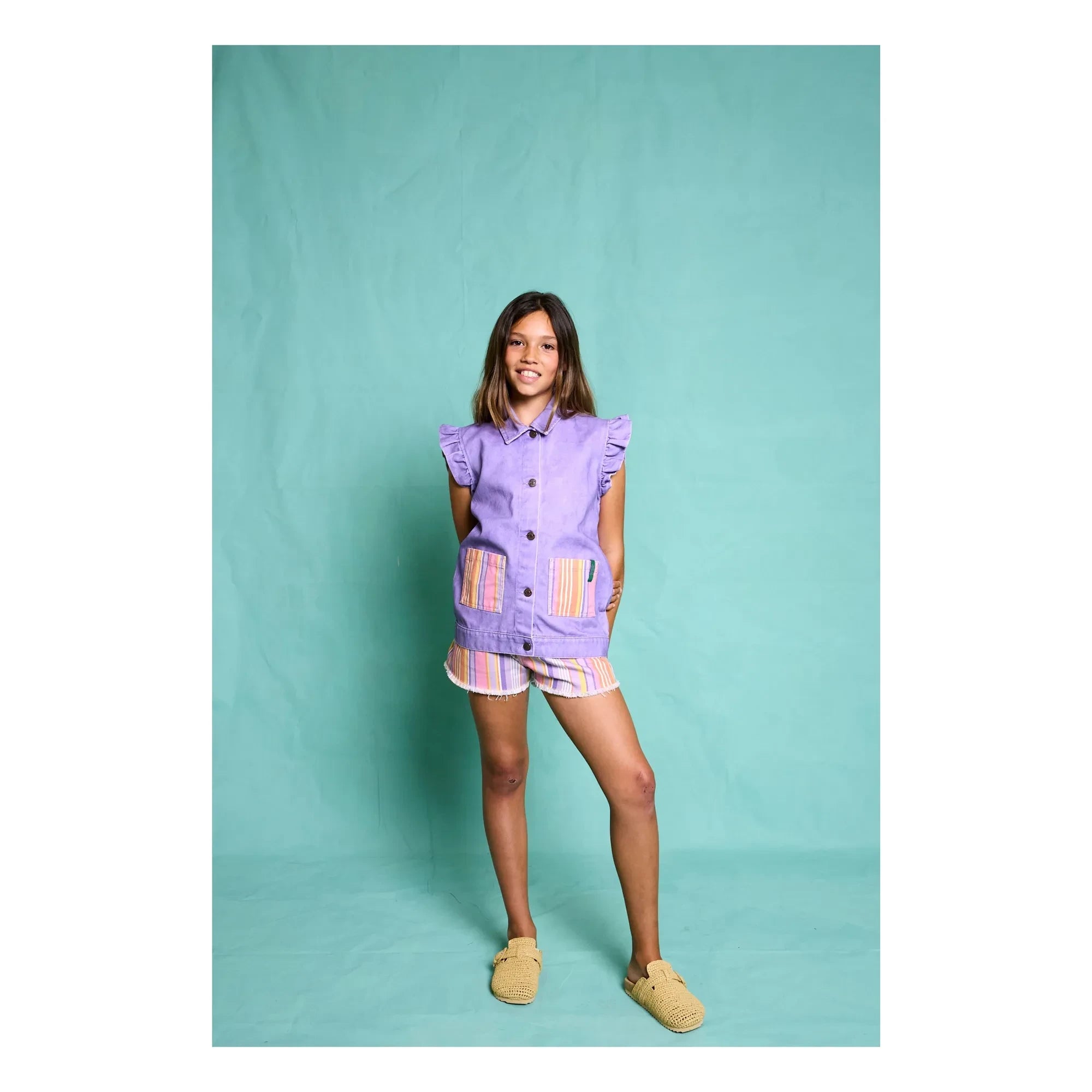 Favorite People - Ricotta Gestreifte Shorts | Lila