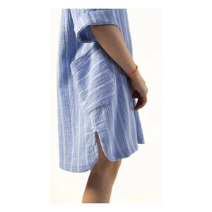 Sunchild - Cadaques Gestreiftes Hemdkleid aus Bio-Baumwolle | Blau
