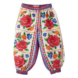 Fabula - Geblümte Hose mit Gummibund | Rot