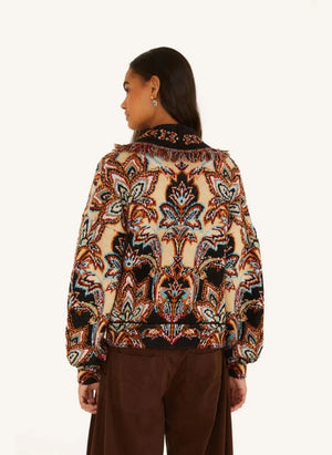 Farm Rio - Tapestry Dream Cardigan mit Fransen | Schwarz