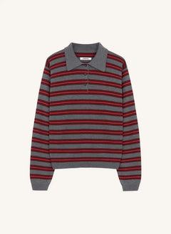 Cordera - Gestreiftes organisches Baumwoll-Polo-T-Shirt | Grau