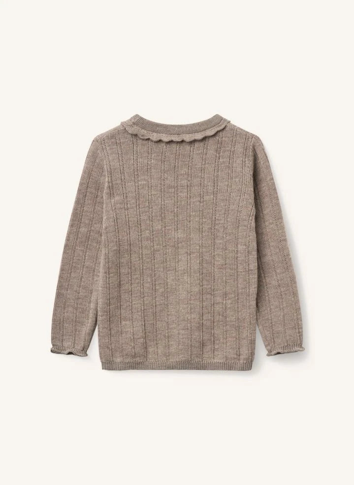 Copenhagen Colors - Merinowolle Pointelle Pullover | Taupe Braun