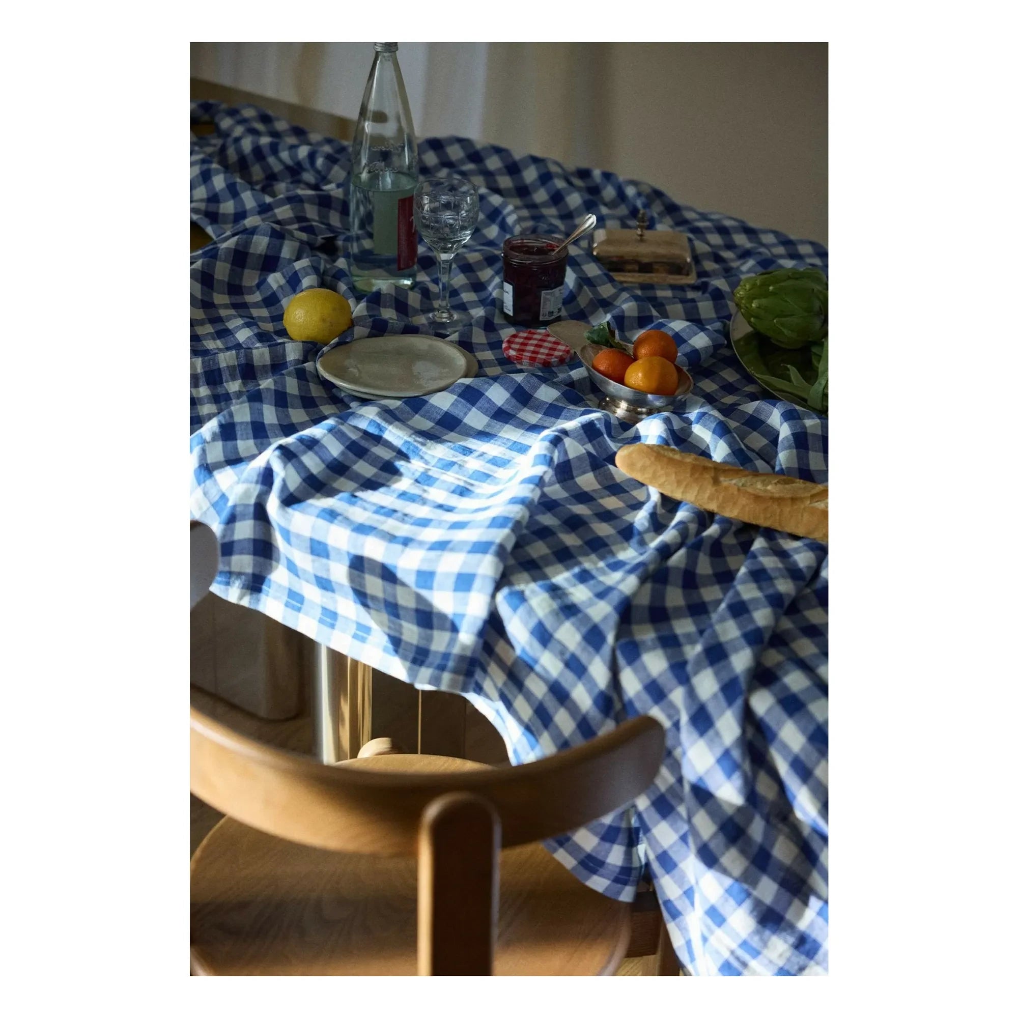 Gabrielle Paris - Vichy Tischdecke aus gewaschenem Leinen | Blau