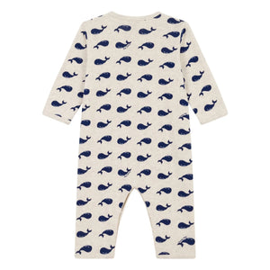 Petit Bateau - Wal-Schlafanzug ohne Fuß aus Bio-Baumwolle | Dunkelgrau-beige