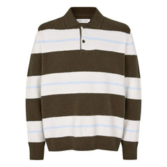 Samsoe Samsoe - Sanino Langarm-Poloshirt mit Streifen | Khaki
