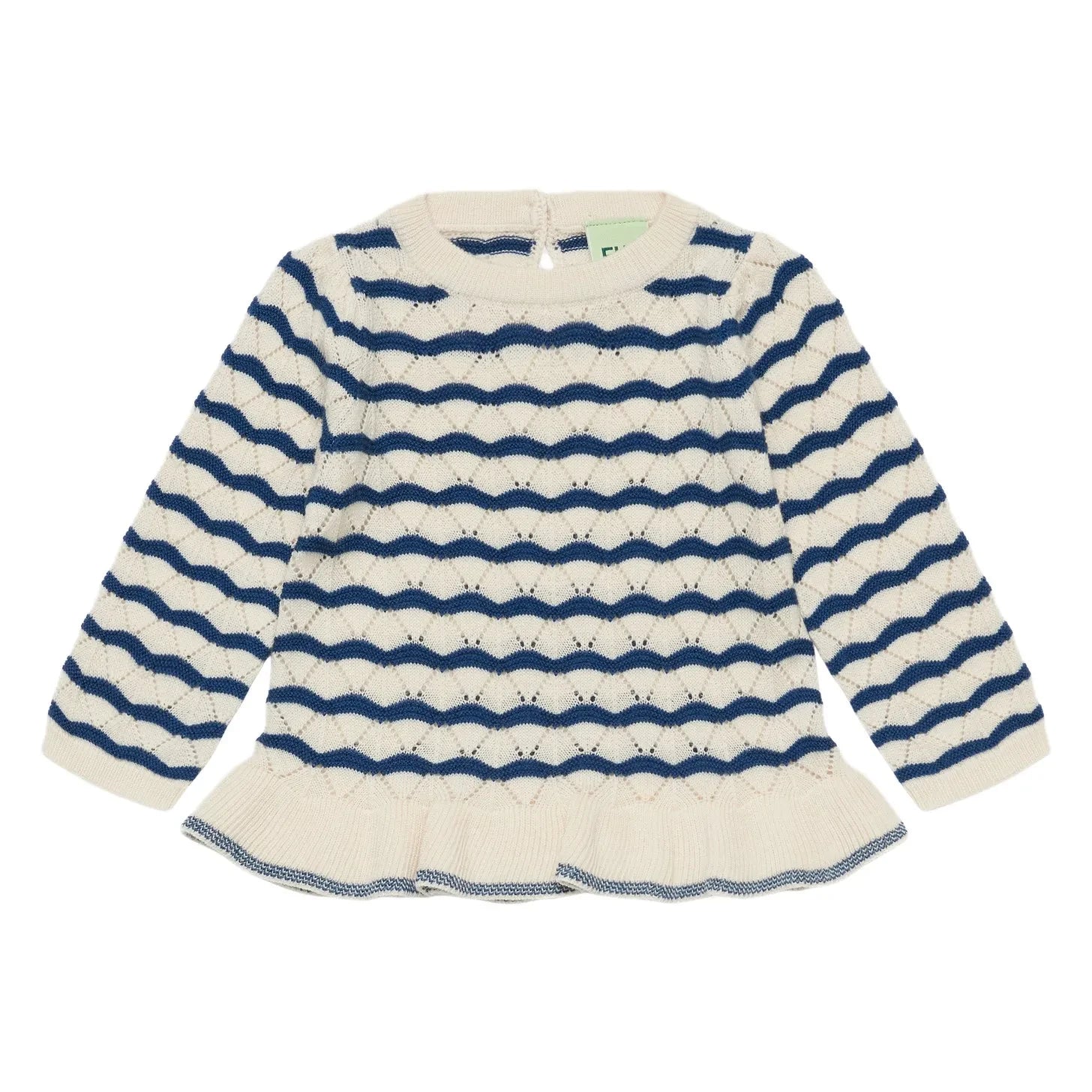 FUB - Pointelle-T-Shirt "Waves" aus Merinowolle für Babys | Ecru