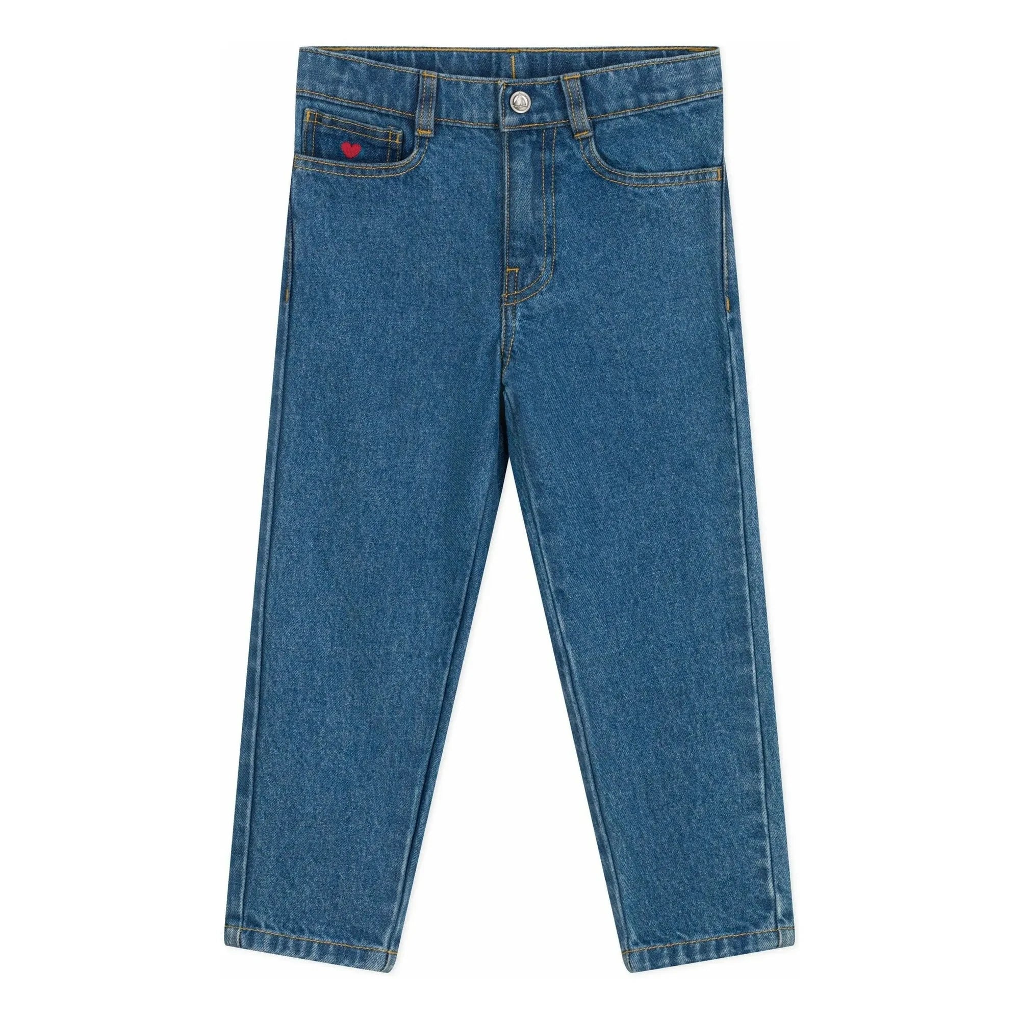 Petit Bateau - Bio-Baumwolle Bestickte Tasche Jeans | Denim Blau