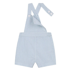 Petit Bateau - Gestreifte Seersucker Bio-Baumwoll-Kurzlatzhose | Hellblau