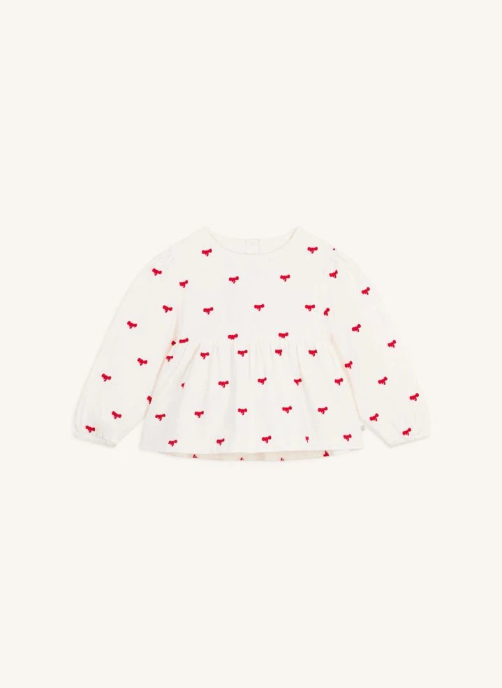 Petit Bateau - Bluse aus Bio-Baumwolle mit Knoten | Ecru