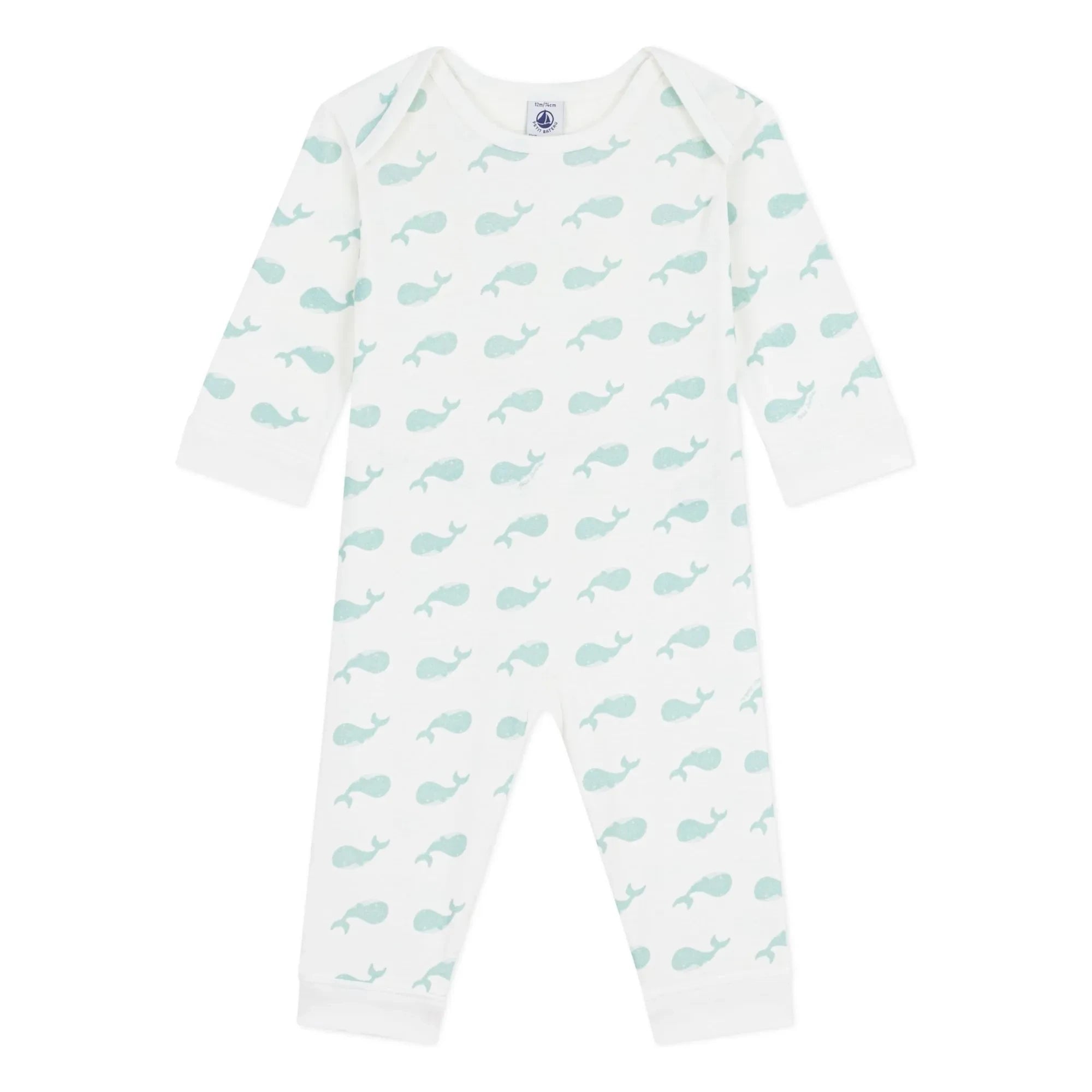 Petit Bateau - Whale Sleep Well Schlafanzug | Ecru