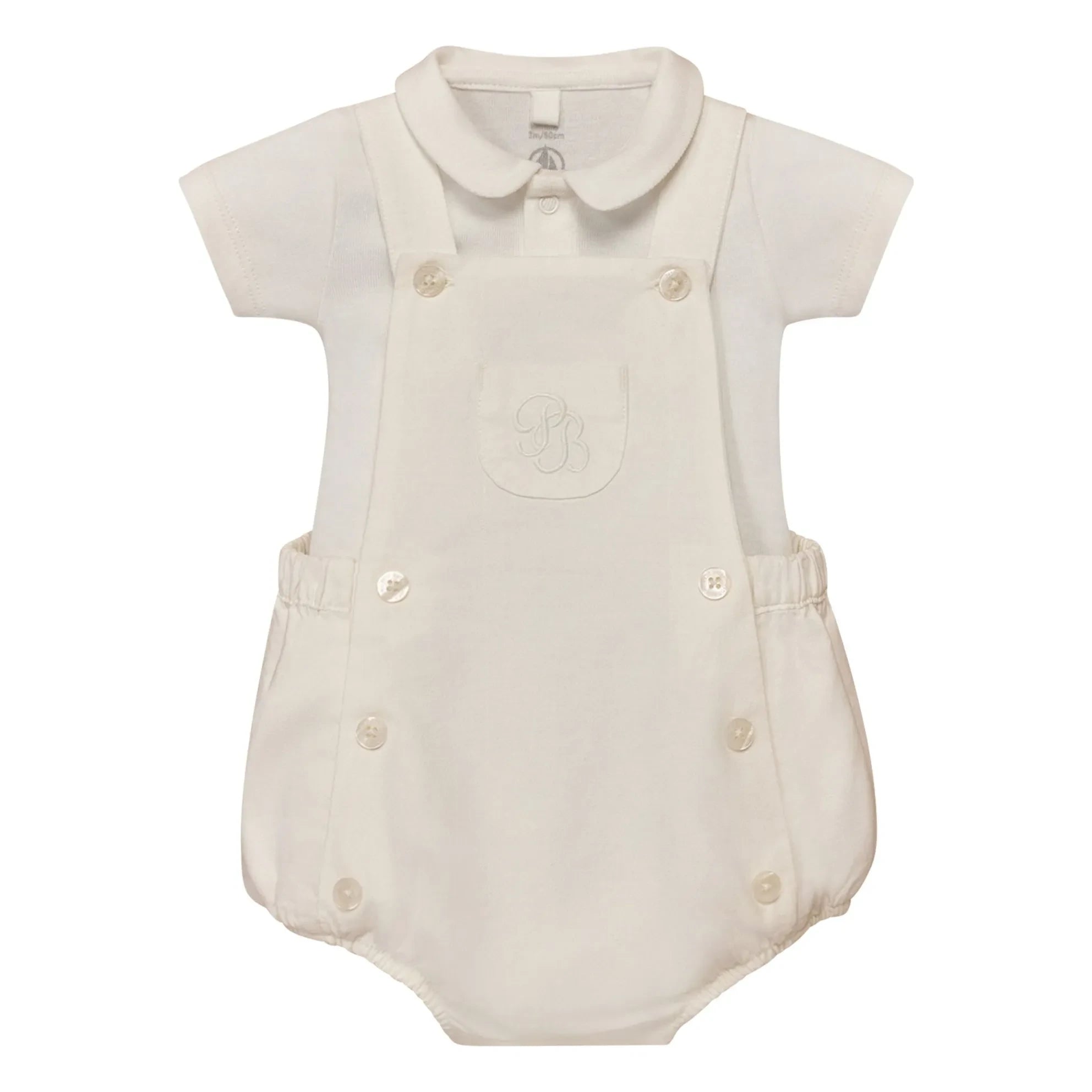 Petit Bateau - Leinen und Bio-Baumwoll Body und Strampler Set | Weiß