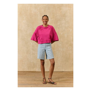 Louise Misha - Neolar Bio-Baumwollbluse | Fuchsia