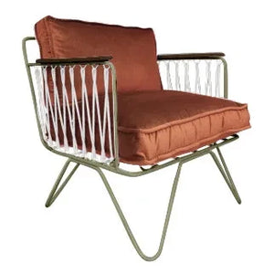 Honoré – Croisette Sessel – Braunes Epoxid & Samt | Ziegelrot