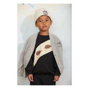 Mini Rodini - Çizgili Fare Sweat Organik Pamuk | Siyah