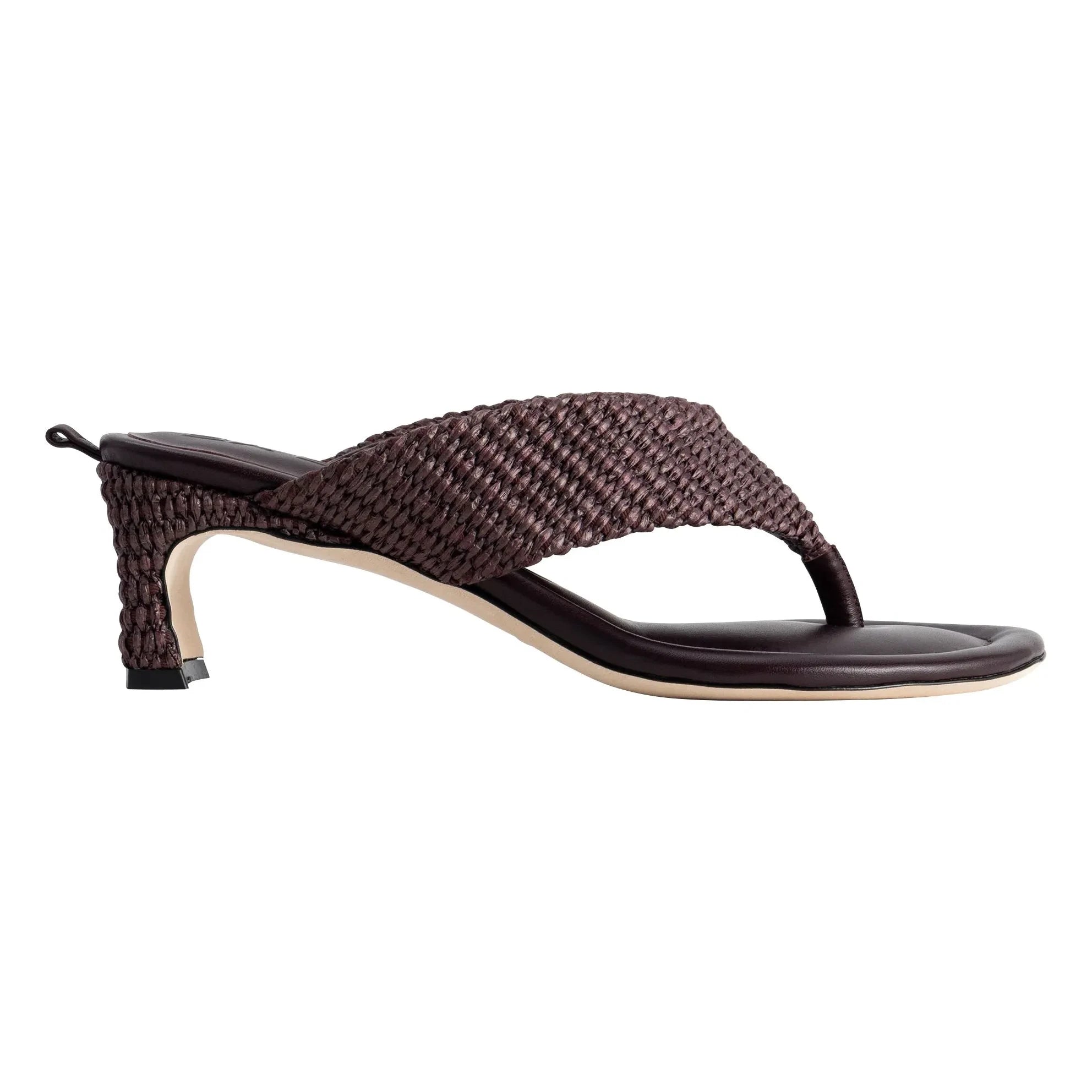 BY FAR - Dasha Deri ve Raphia Sandalen | Weinrot