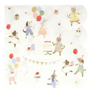 Meri Meri - Tierfreunde Geburtstag Papierservietten - 16er Set