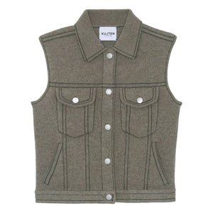Kujten - Jess Cashmere Ärmellose Jacke | Meliertes Khaki
