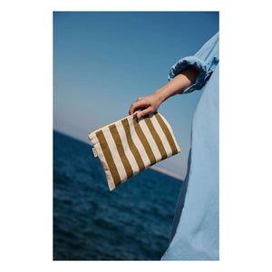 Rose in April - Lili gestreifte Clutch | Olivgrün