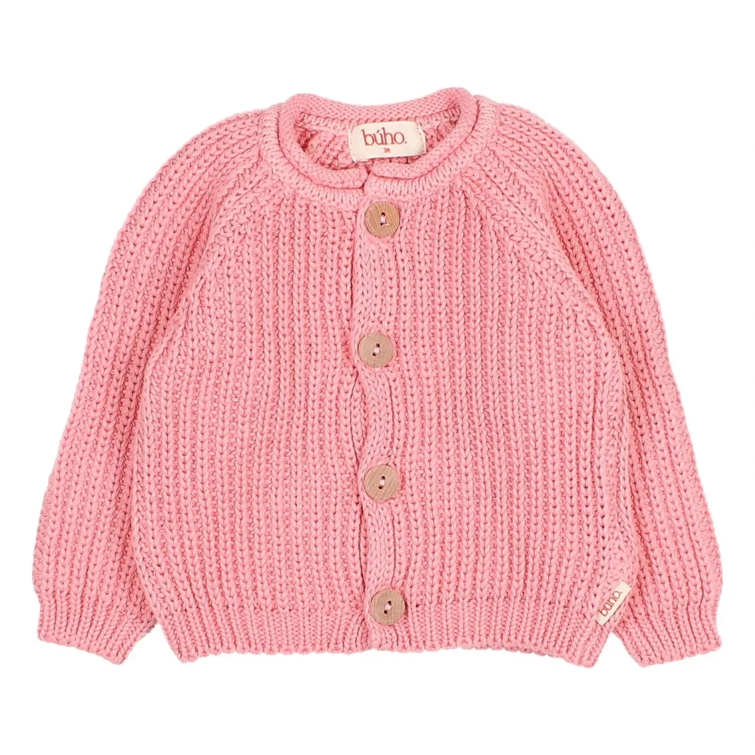 Búho - Côtes Perlées Bio-Baumwoll-Strickjacke | Bonbonrosa
