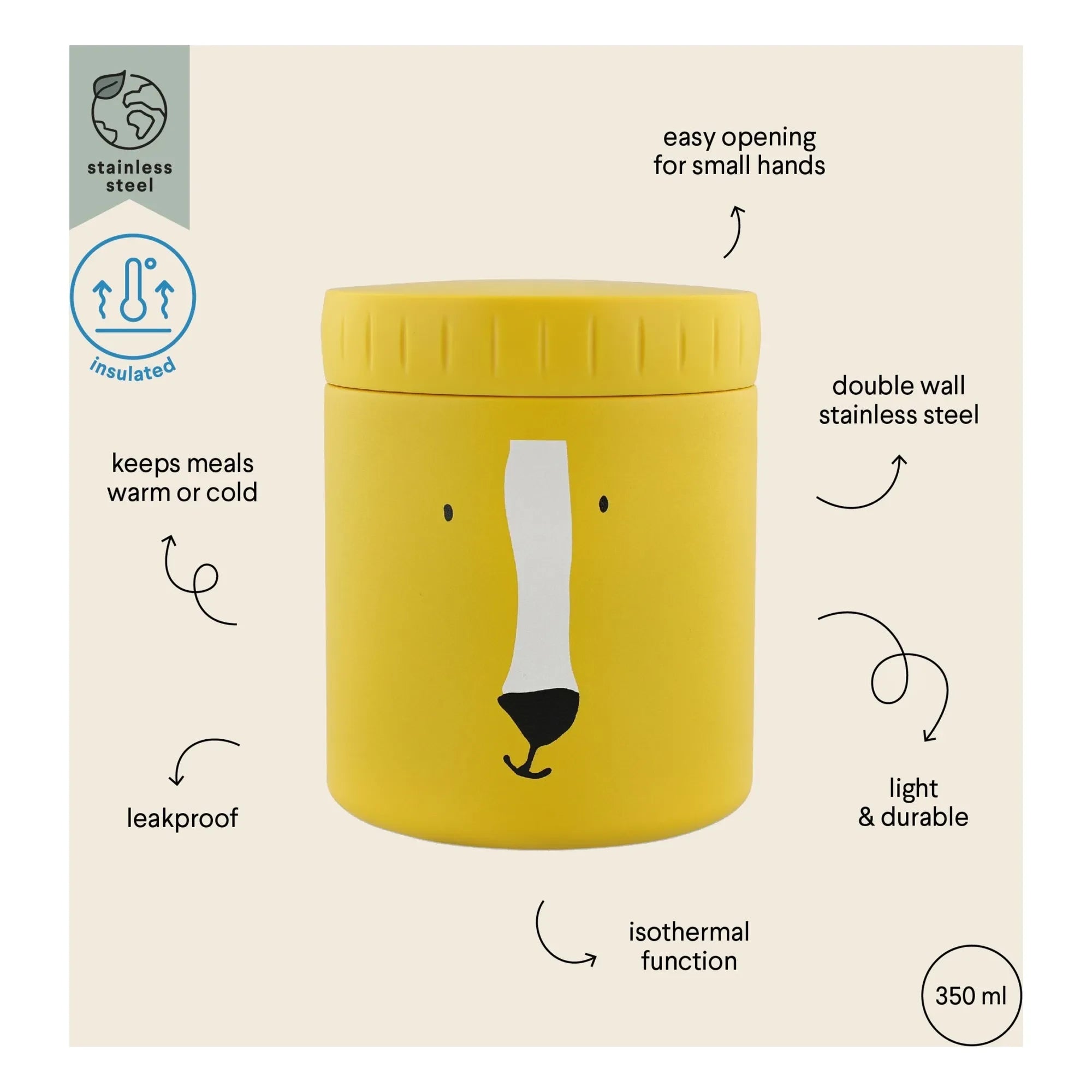 Trixie - Isolierte Brotdose 350 ml Mr Lion | Gelb