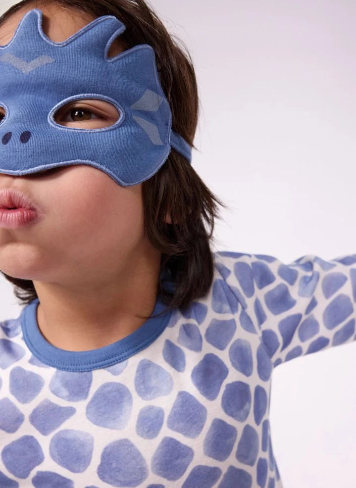 Petit Bateau - Bio-Baumwoll-Drachen-Pyjama- und Masken-Set | Blau