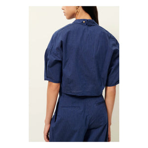 Sessùn - Gestreiftes U-Shirt aus Baumwolle | Marineblau