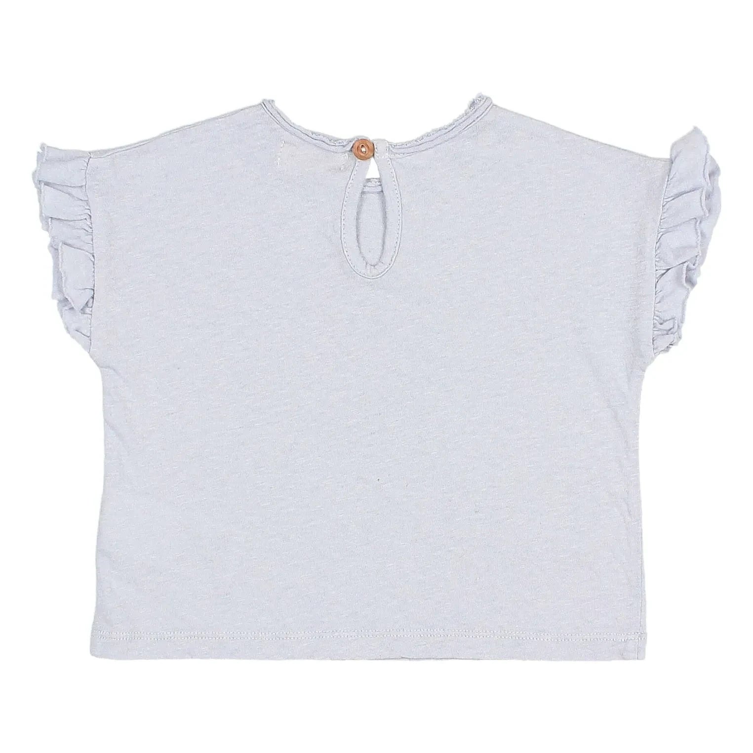Búho - Baby Leinen Rüschen-T-Shirt | Hellblau