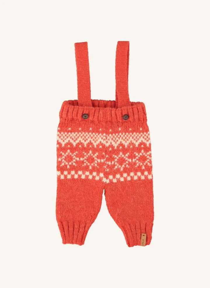Piupiuchick - Jacquard-Strick-Latzhose aus Wolle | Rot