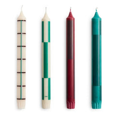 Hallo – Gemusterte Kerzen – 4er-Set | Grün