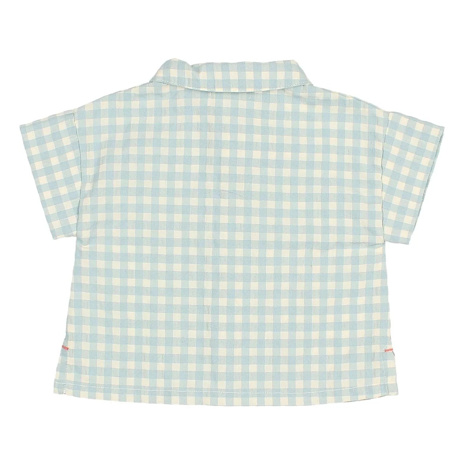 Búho - Gingham Seersucker Bio-Baumwoll Babyhemd | Aqua