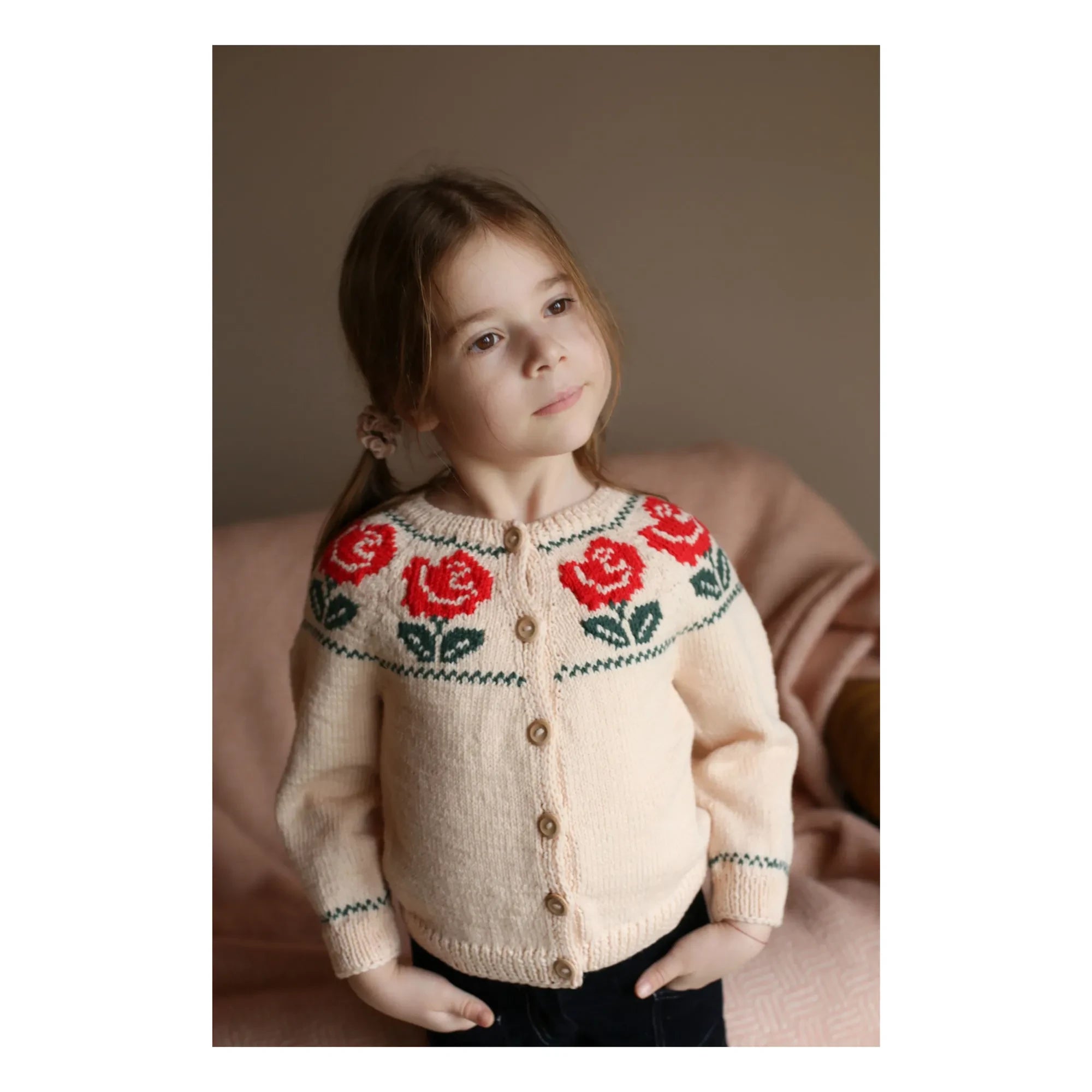Kalinka - Rosa Cardigan aus Merinowolle | Beige