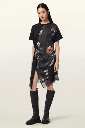 AllSaints asimetrik LANA LACE elbise