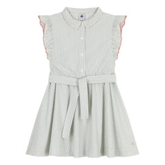 Petit Bateau - Blotilde Kleid aus Bio-Baumwoll-Popeline | Weiß